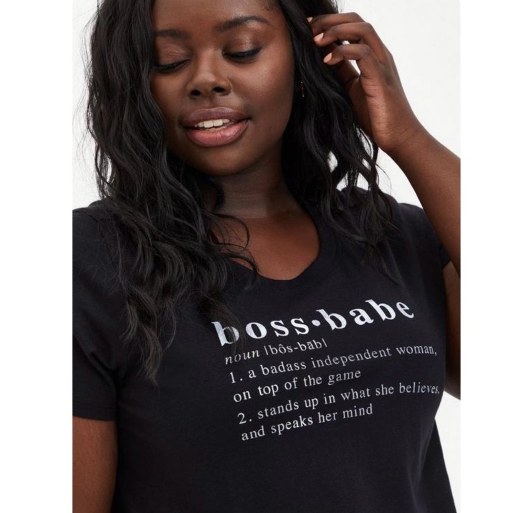 New Slim Fit Crew Tee - Triblend Jersey Boss Babe, Black